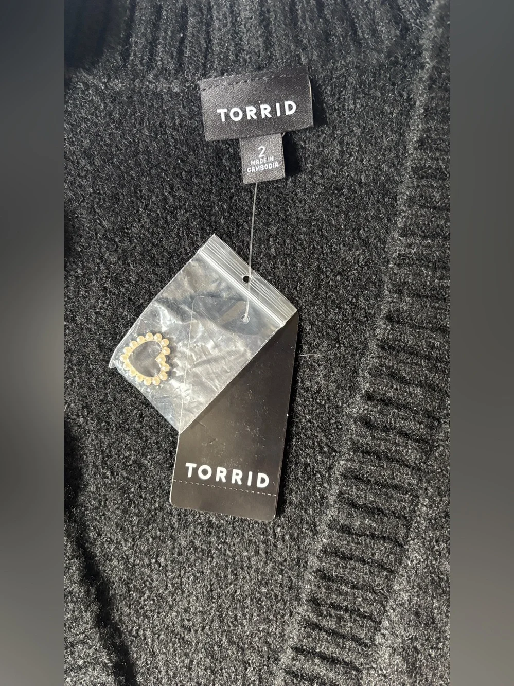 Torrid Black Heart Button Cardigan Sweater NWT Women’s Plus Size 2
